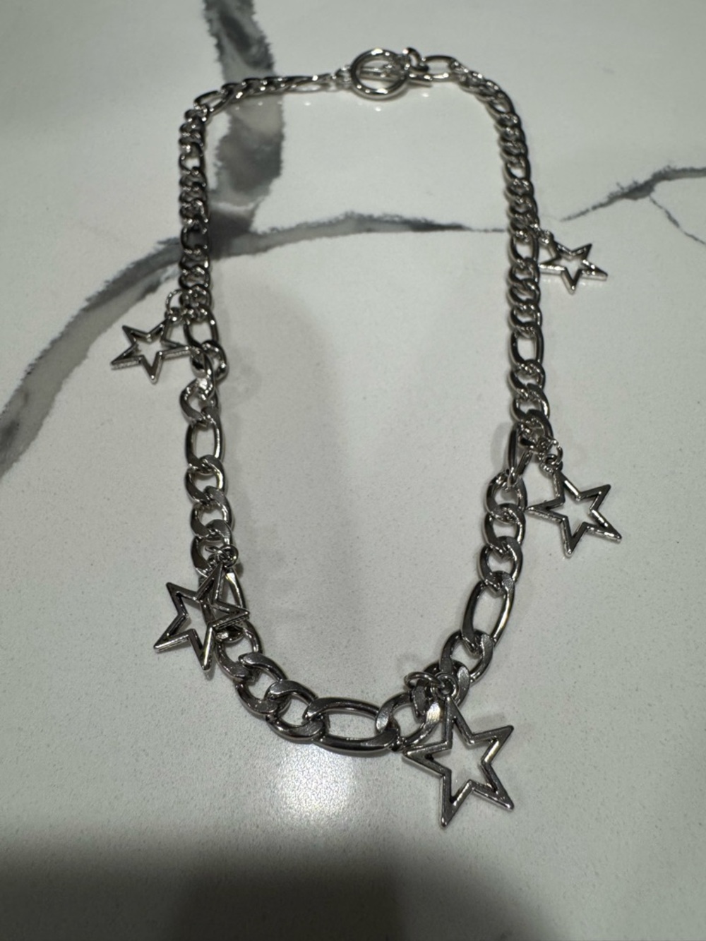 Silver Star Charm Chain Necklace - Women's Jewelry